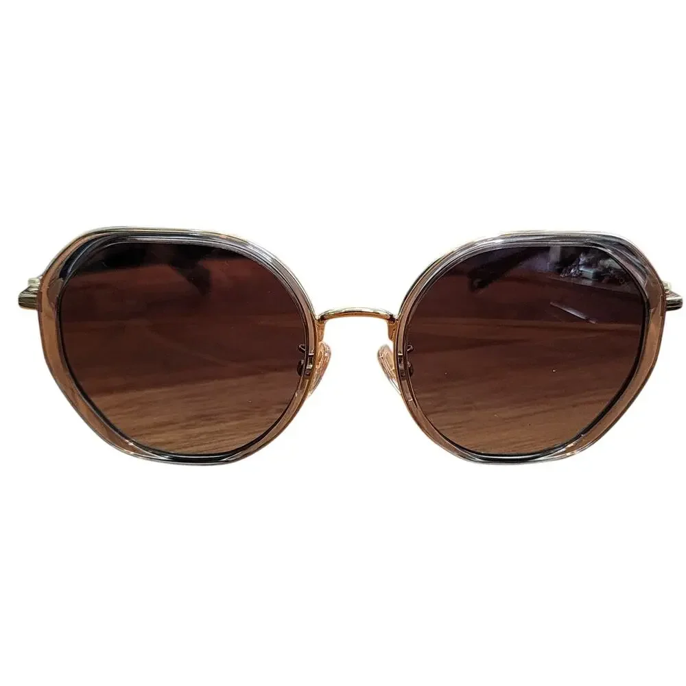 Coach Geometric Sunglasses, Clear Grey & Gold, NIB - Picture 3 of 8